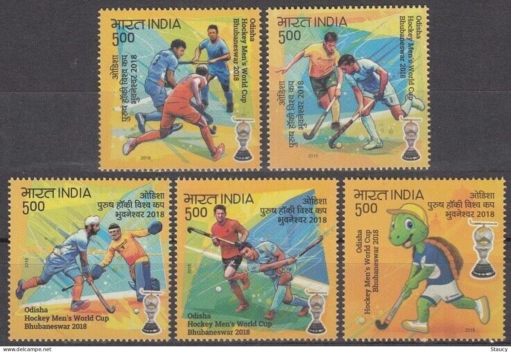 India 2018 Hockey World Cup - Odisha Men's Hockey Sports Games 5v Set MNH - Zonder Classificatie