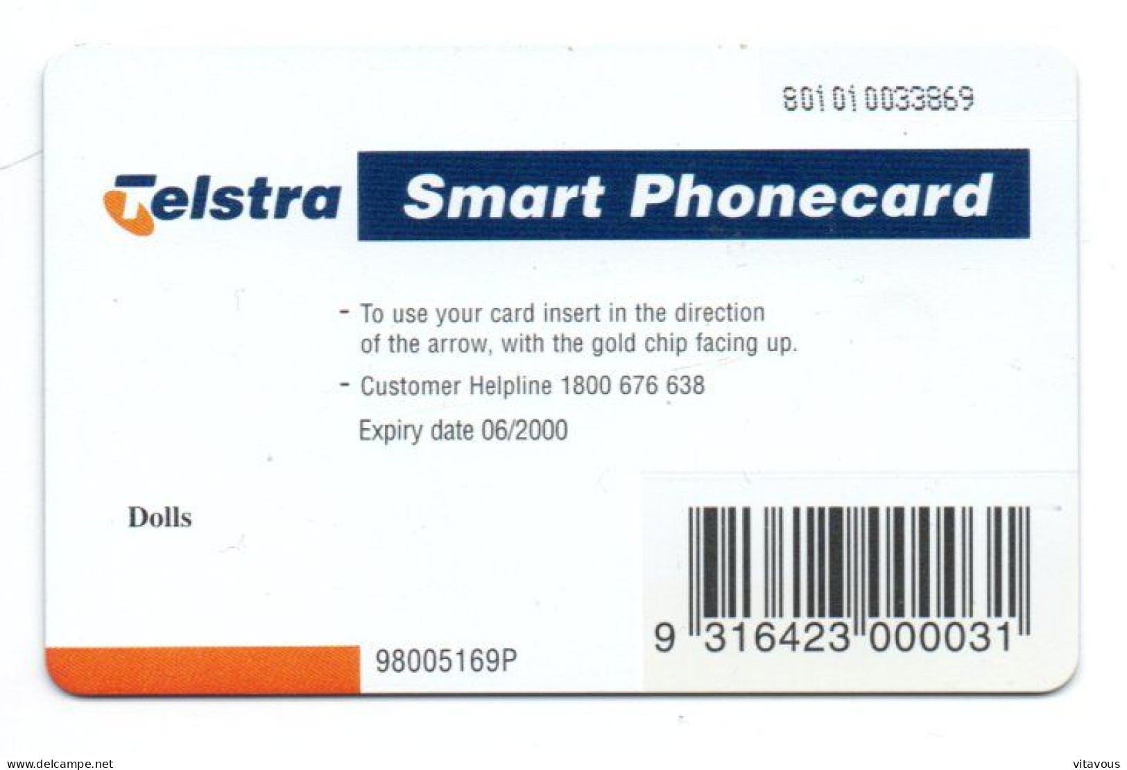 Poupée Doll Télécarte Puce Australie Phonecard  Collector Service (R 836) - Australie