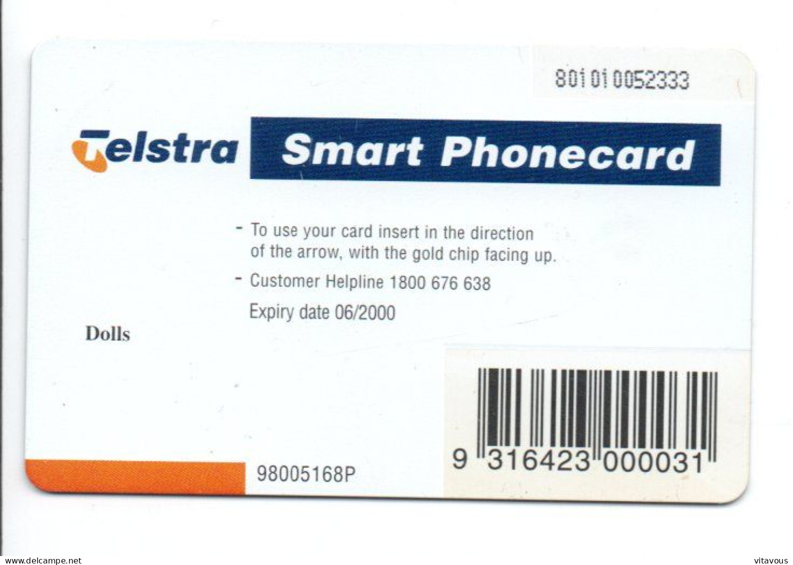 Poupée Doll Télécarte Puce Australie Phonecard  Collector Service (R 838) - Australie