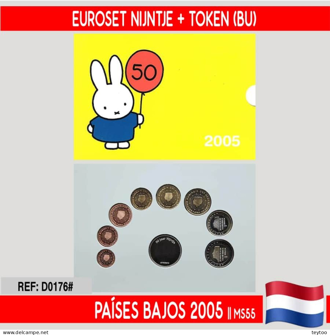 D0176# Países Bajos 2005. Set Oficial Euros Nijntje (BU) - Pays-Bas