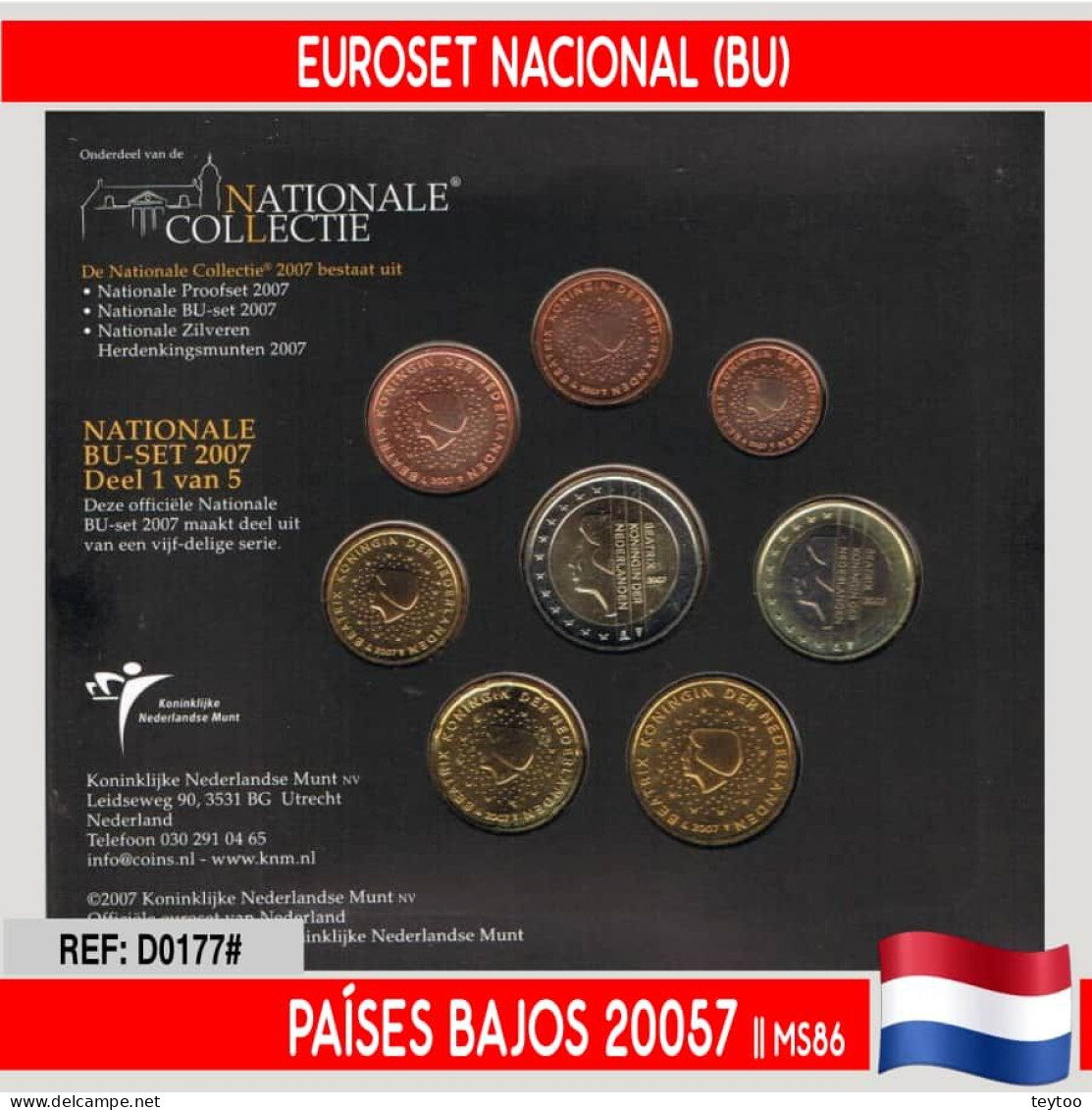 D0177# Países Bajos 2007, Euroset Colección Nacional (BU) - Pays-Bas
