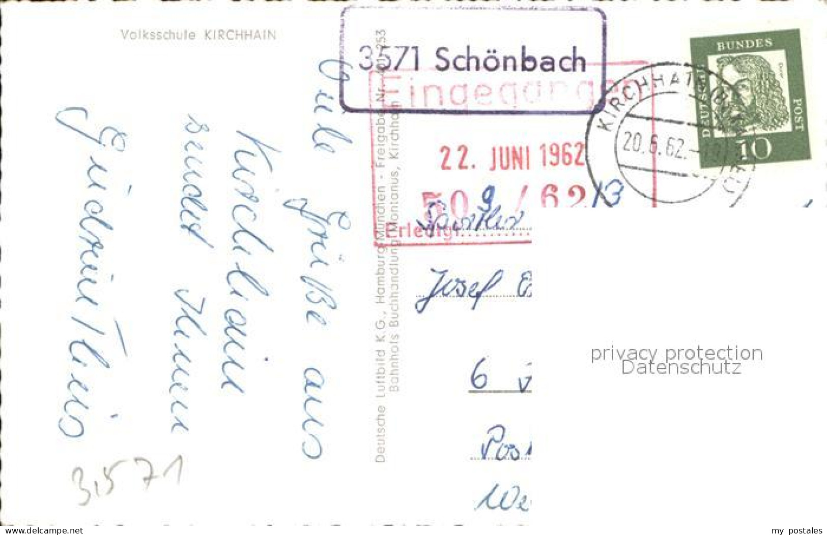 41636299 Kirchhain Hessen Volksschule Fliegeraufnahme Kirchhain - Kirchhain