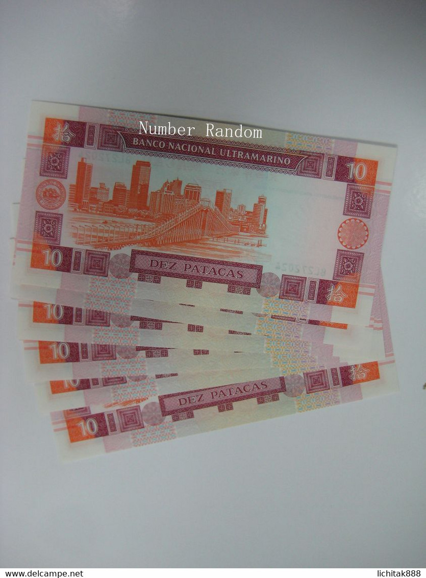 2001 Macau Banco Nacional Ultramarino $10 Patacas Banknote UNC €4.5/pc Number Random - Macau