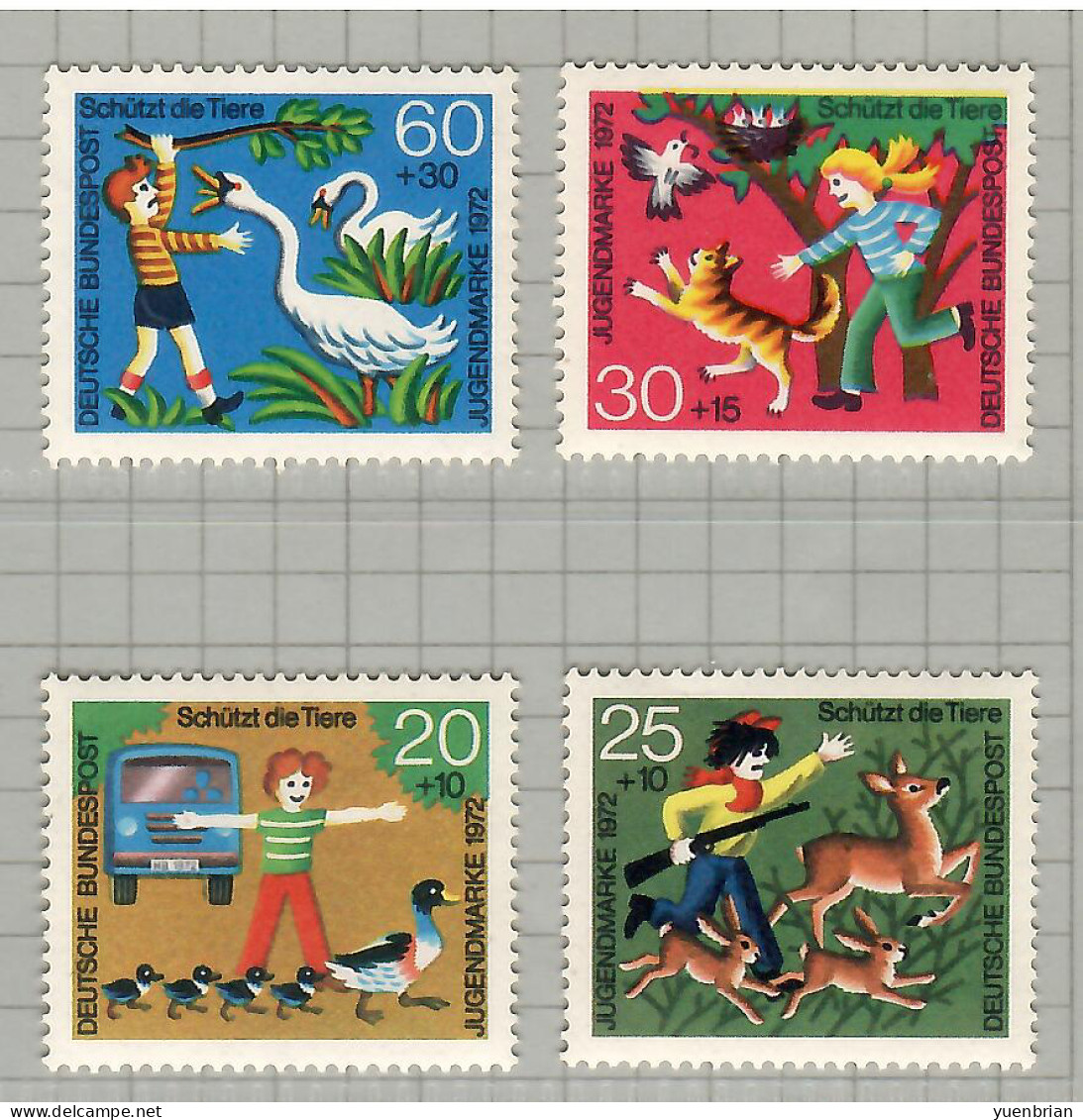 Germany, West, 1972, Bird, Birds, Set Of 4v, MNH** - Zwanen