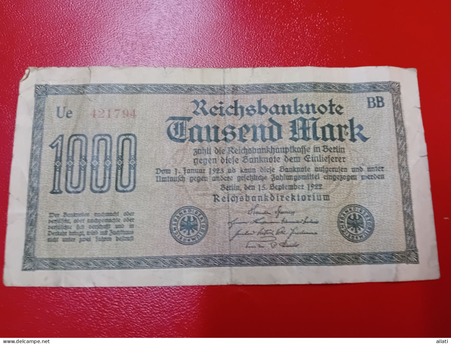 Un Billet Allemand - 1000 Mark