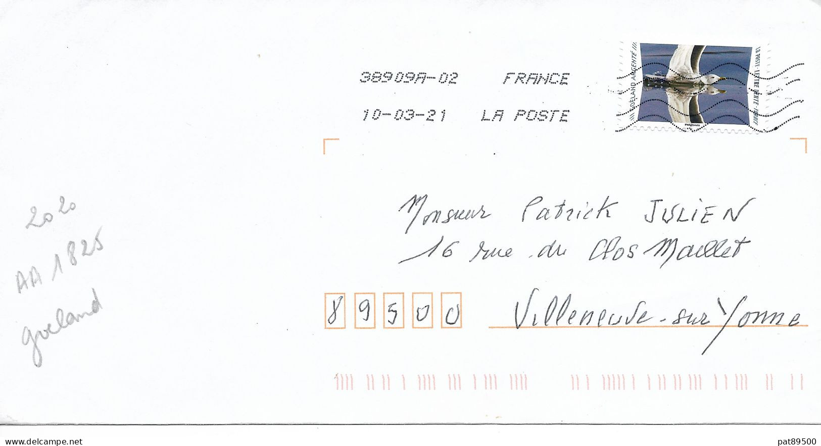 France 2020 Auto-adhésif  AA 1825  / Oblitéré Sur Enveloppe 03/2021 / GOELAND ARGENTE - Non - - Briefe U. Dokumente