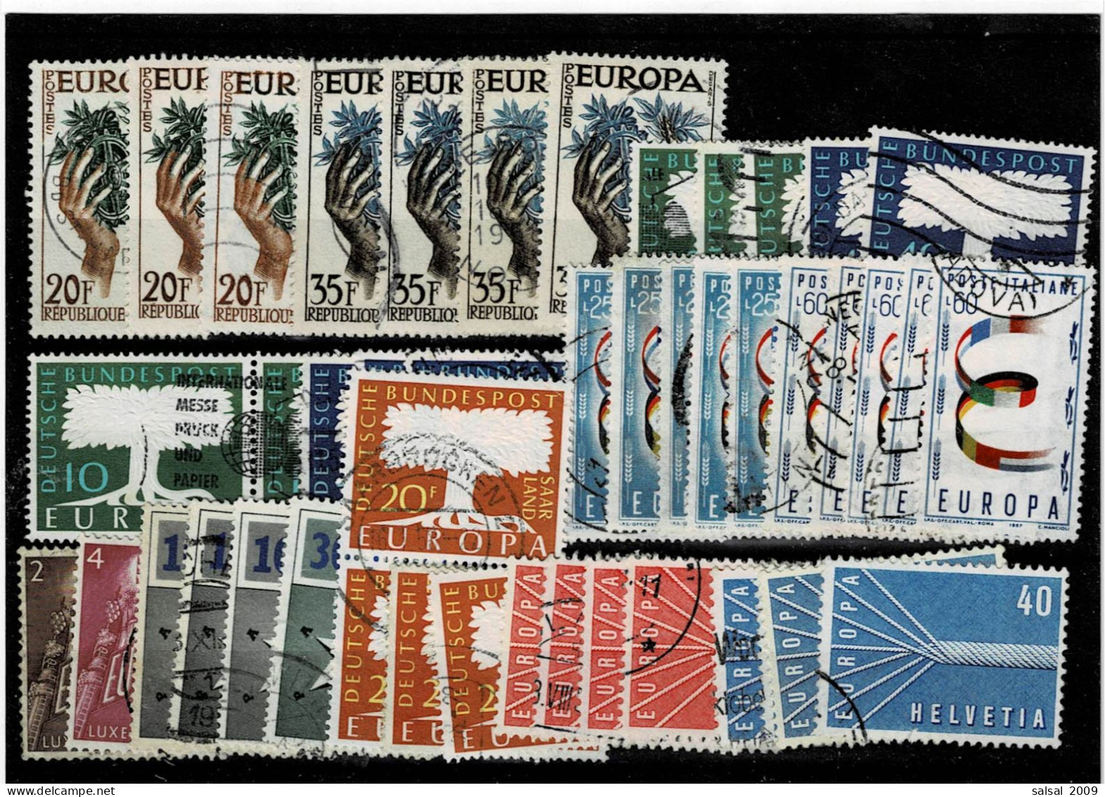 TEMATICA ,EUROPA-CEPT ,1957 ,usati ,45 Pezzi ,serie Complete E Spezzature ,con Ripetizioni ,qualita Ottima - 1957