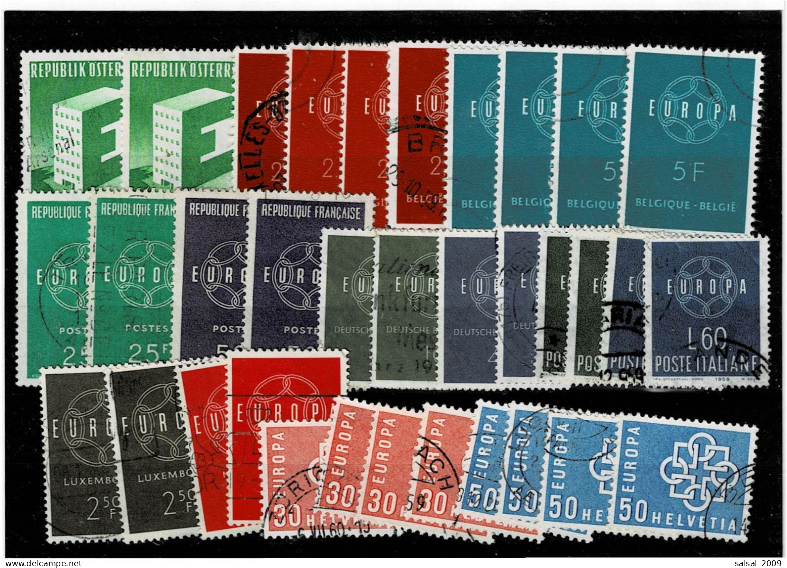 TEMATICA ,EUROPA-CEPT ,1959 ,usati ,34 Pezzi ,serie Complete E Spezzature ,con Ripetizioni ,qualita Ottima - 1959