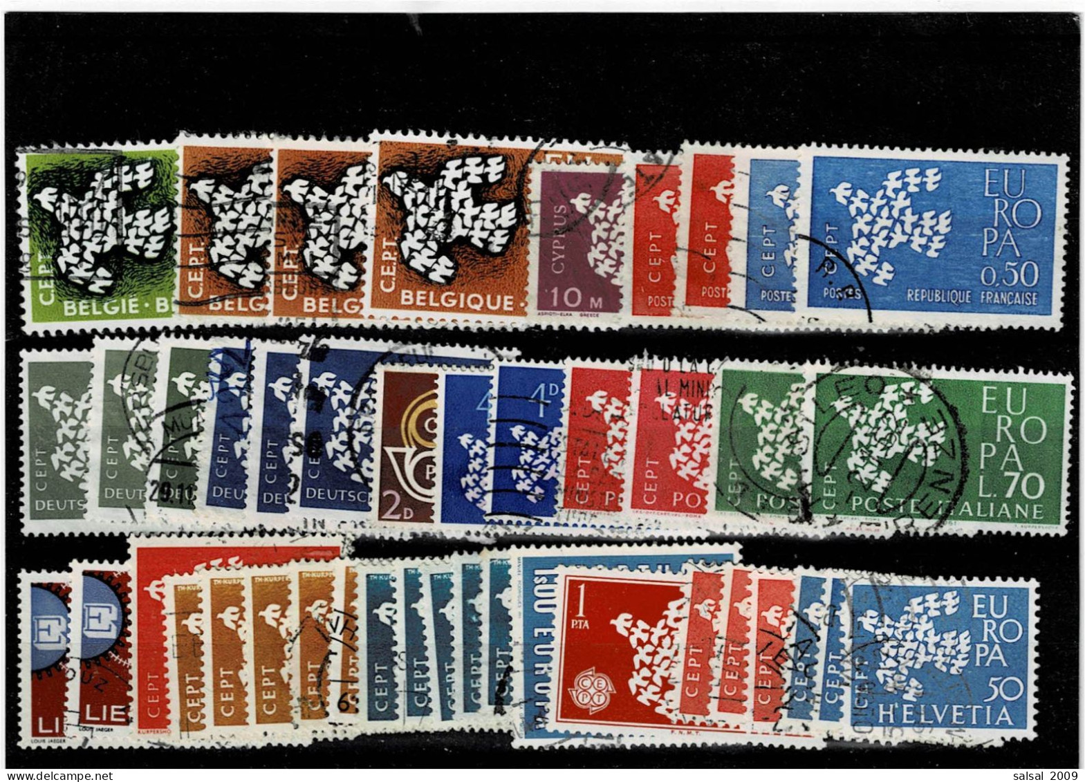 TEMATICA ,EUROPA-CEPT ,1961 ,usati ,43 Pezzi ,serie Complete E Spezzature ,con Ripetizioni ,qualita Ottima - 1961