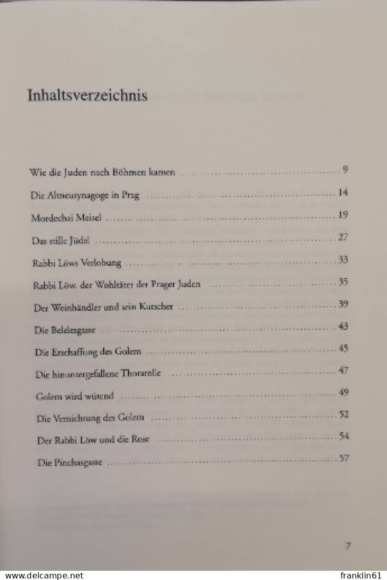 Der Prager Golem. Jüdische Erzählungen Aus Dem Ghetto. - Judentum