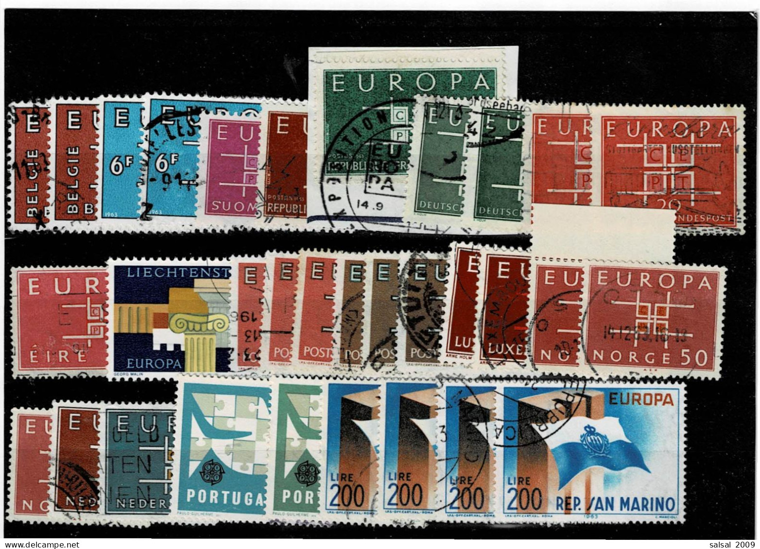 TEMATICA ,EUROPA-CEPT ,1963 ,usati ,32 Pezzi ,serie Complete E Spezzature Con Ripetizioni ,qualita Ottima - 1963