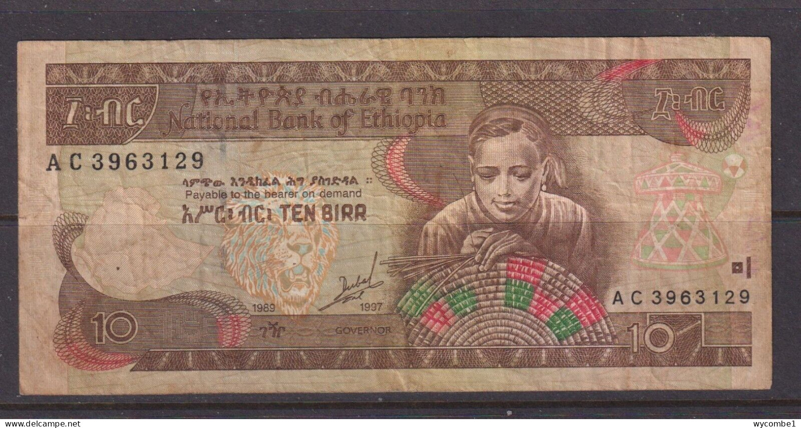 ETHIOPIA - 1989 10 Birr Circulated Banknote As Scans - Ethiopie