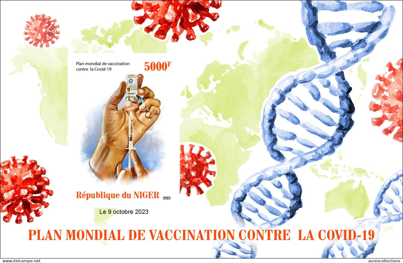 NIGER 2023 - IMPERF M/S 1V - COVID-19 PANDEMIC GLOBAL VACCINATION - JOINT ISSUE - MNH - Emissions Communes