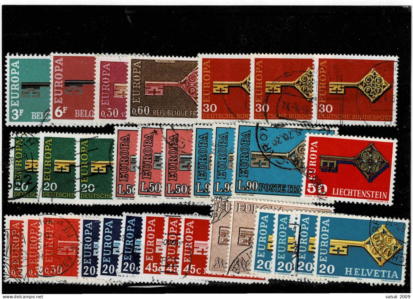 TEMATICA ,EUROPA-CEPT ,1968 ,usati ,32 Pezzi ,serie Complete E Spezzature ,qualita Ottima - 1968