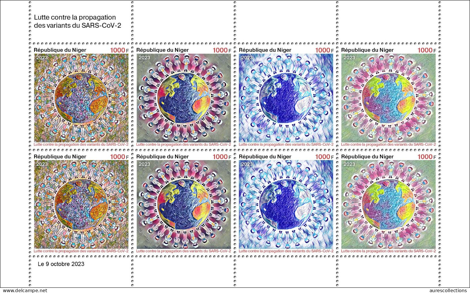 NIGER 2023 - M/S 8V - COVID-19 PANDEMIC VARIANTS OF SARS - JOINT ISSUE - MNH - Emissions Communes