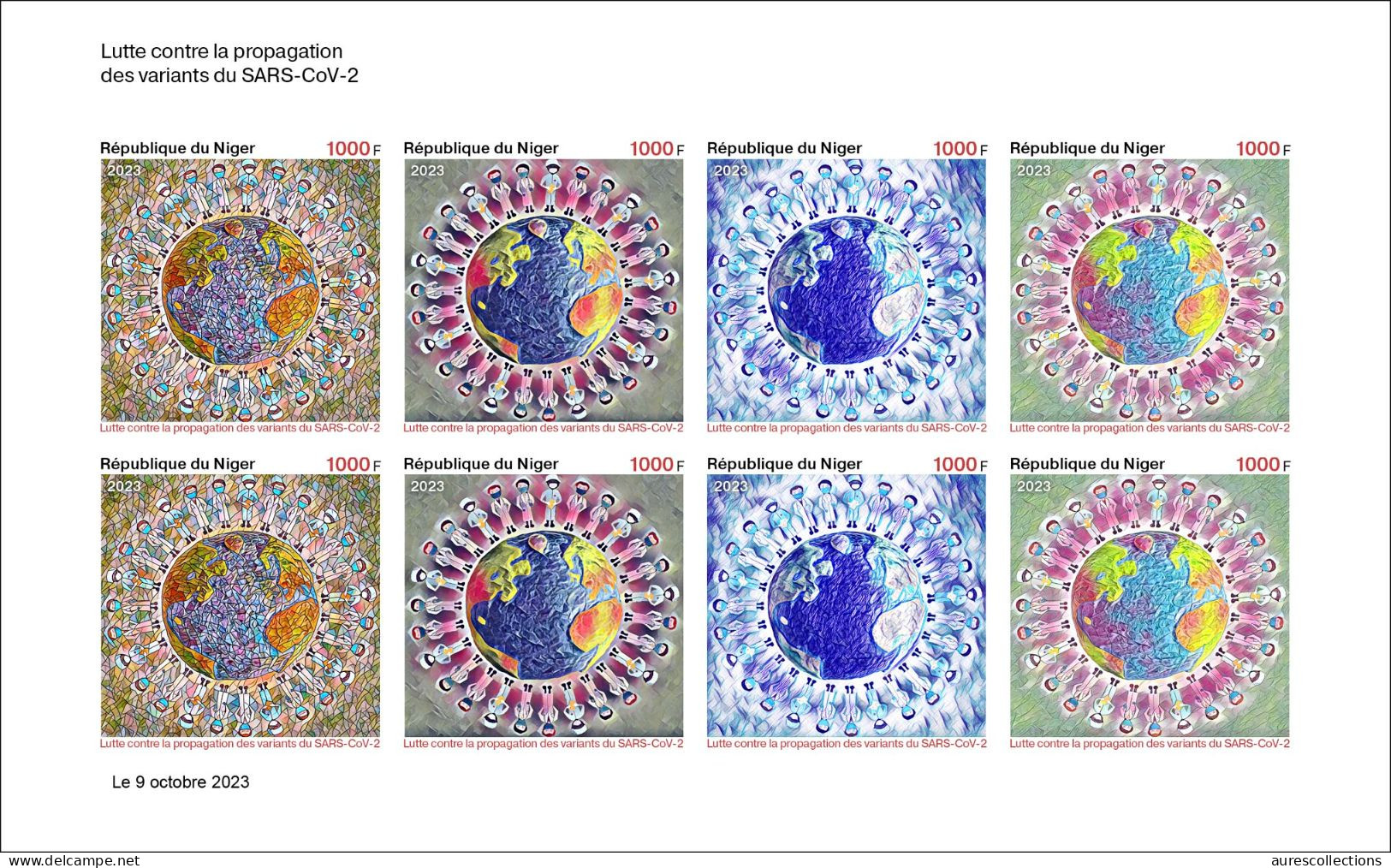 NIGER 2023 - IMPERF M/S 8V - COVID-19 PANDEMIC VARIANTS OF SARS - JOINT ISSUE - MNH - Emisiones Comunes