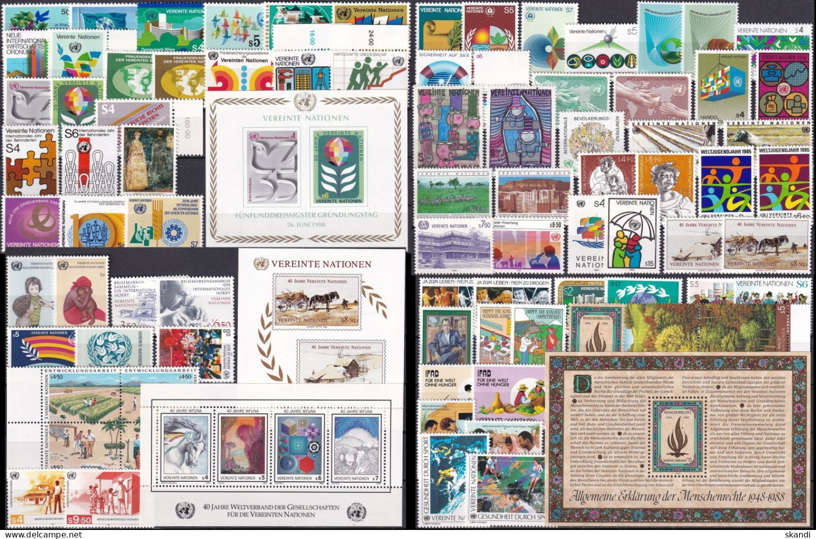 UNO WIEN 1979-1988 Mi-Nr. 1-Block 4 Sammlung Komplette Jahrgänge / Complete Year Sets ** MNH - Lots & Serien