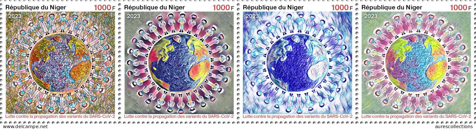 NIGER 2023 - STRIP 4V - COVID-19 PANDEMIC VARIANTS OF SARS - JOINT ISSUE - MNH - Emissions Communes