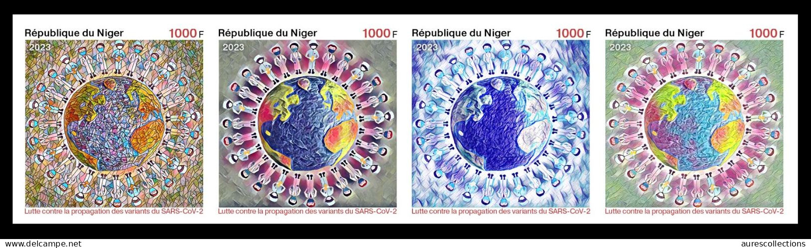 NIGER 2023 - IMPERF STRIP 4V - COVID-19 PANDEMIC VARIANTS OF SARS - JOINT ISSUE - MNH - Joint Issues