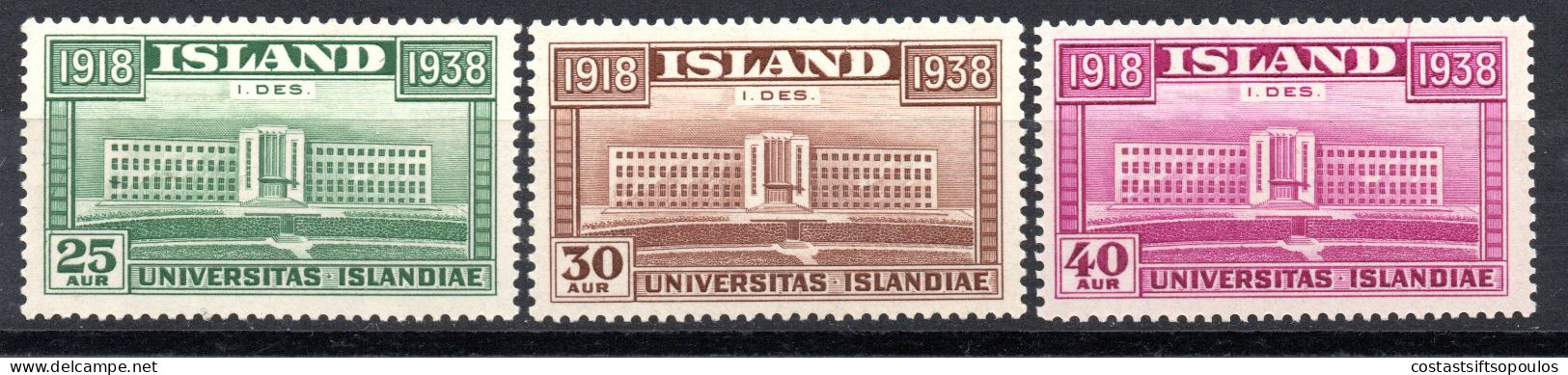 2281. ISLAND. 1938 UNIVERSITY #168-170 MNH - Neufs