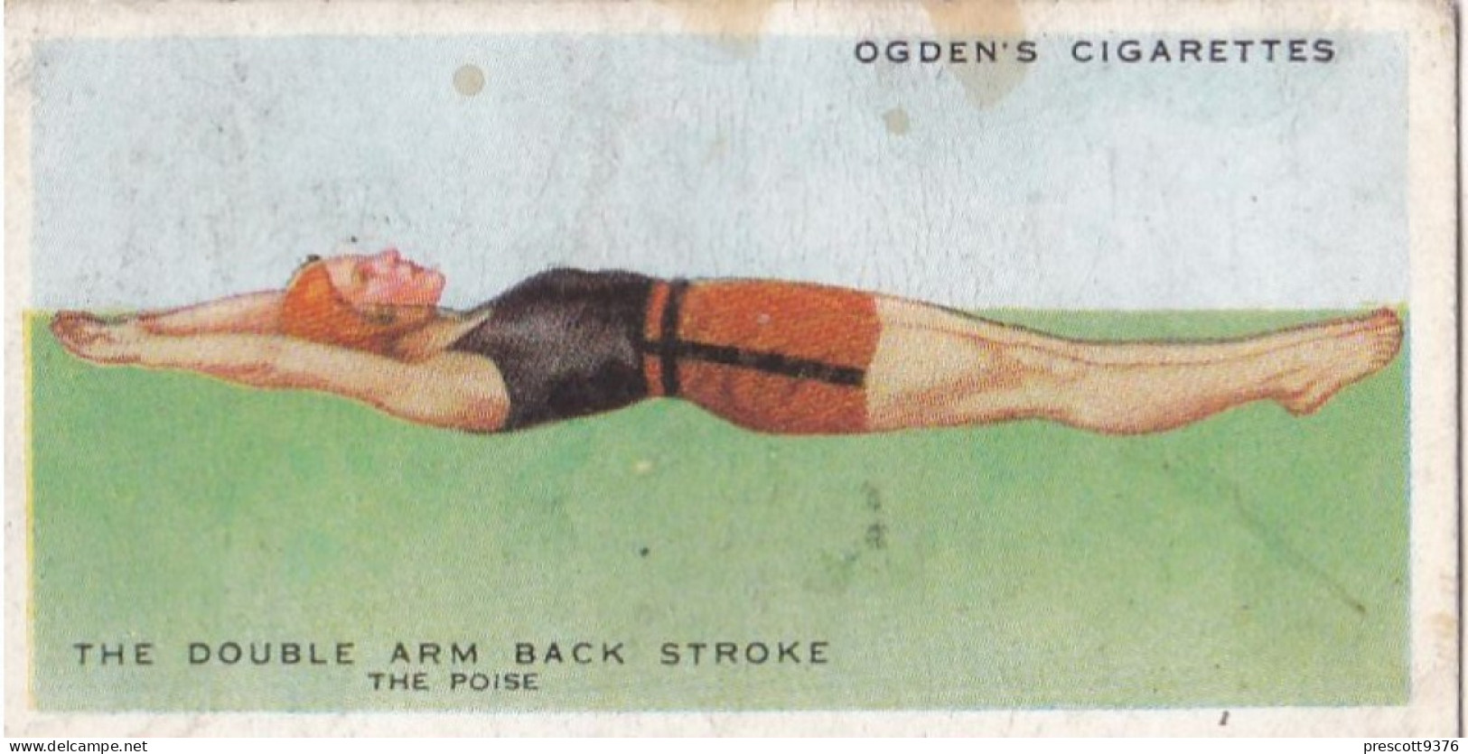 How To Swim 1935 - Ogdens Cigarette Card - 28 Double Arm Back Stroke - Ogden's