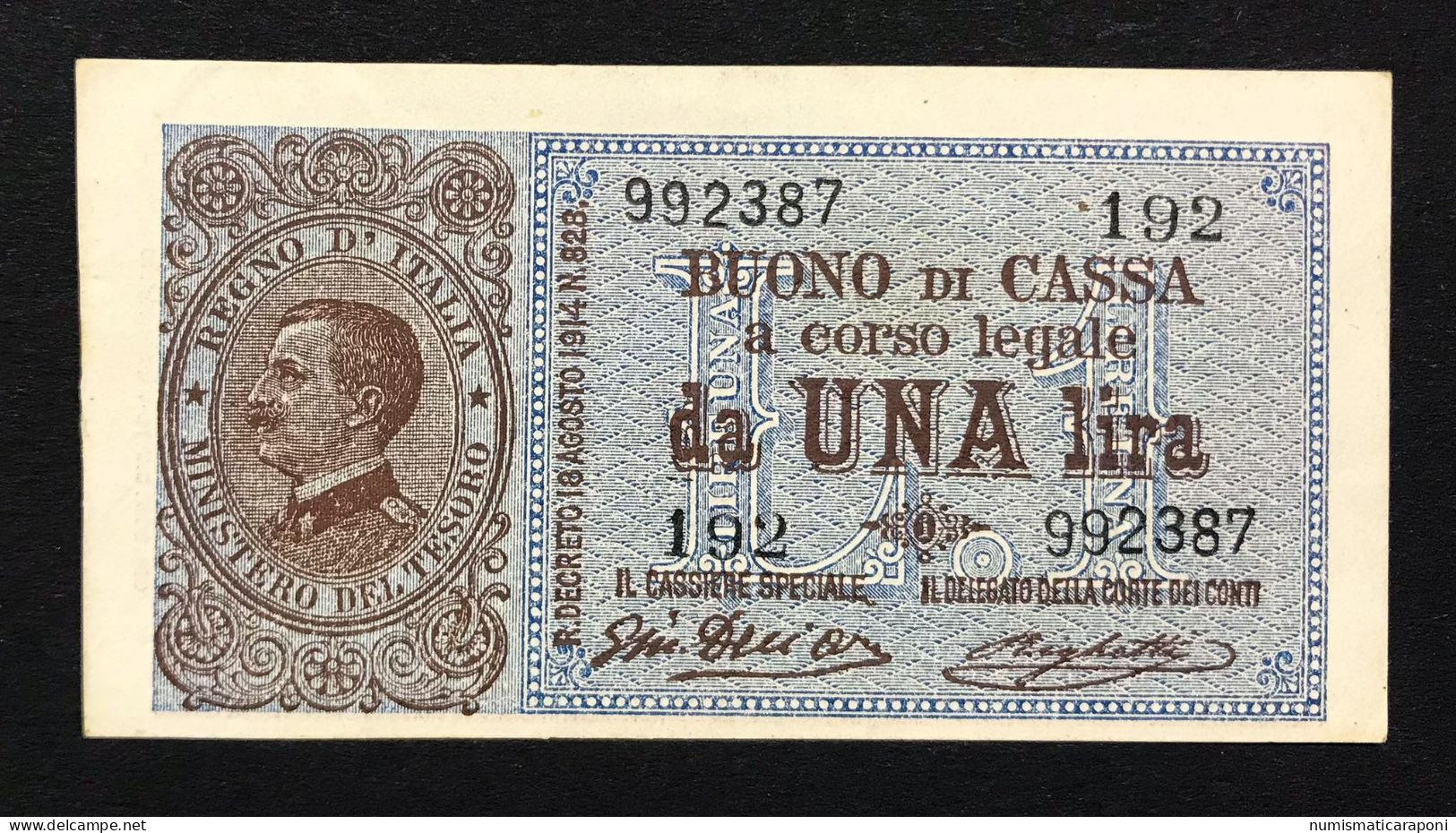 Vitt. Em. III° Buono Di Cassa 1 Lira 28 12 1917 Spl/sup Lievi Ondulazioni Ottimi La Carta E I Colori Naturali LOTTO 4016 - Italia – 1 Lira