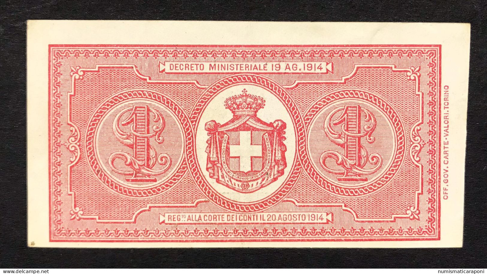 Vitt. Em. III° Buono Di Cassa 1 Lira 28 12 1917 Spl/sup Lievi Ondulazioni Ottimi La Carta E I Colori Naturali LOTTO 4016 - Italië – 1 Lira