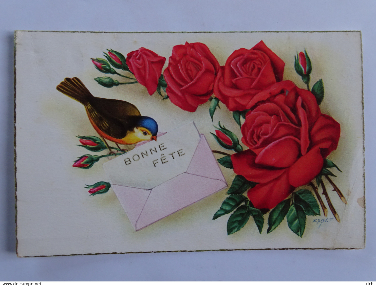 CP  - Illustrateur ZOLT - Bonne Fête - Fleurs Roses - Oiseau - Zsolt