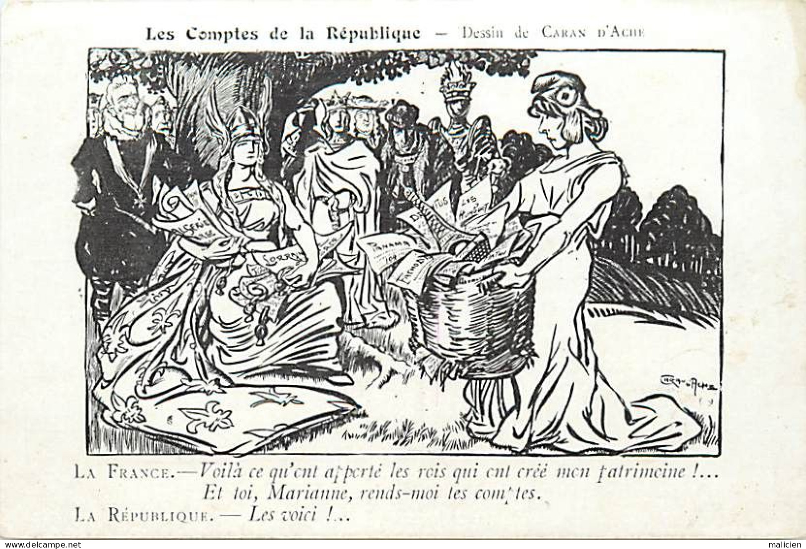 Thèmes Div -ref-UU642- Illustrateur Caran D Ache -les Comptes De La République - Marianne - Satiriques - - Caran D'Ache
