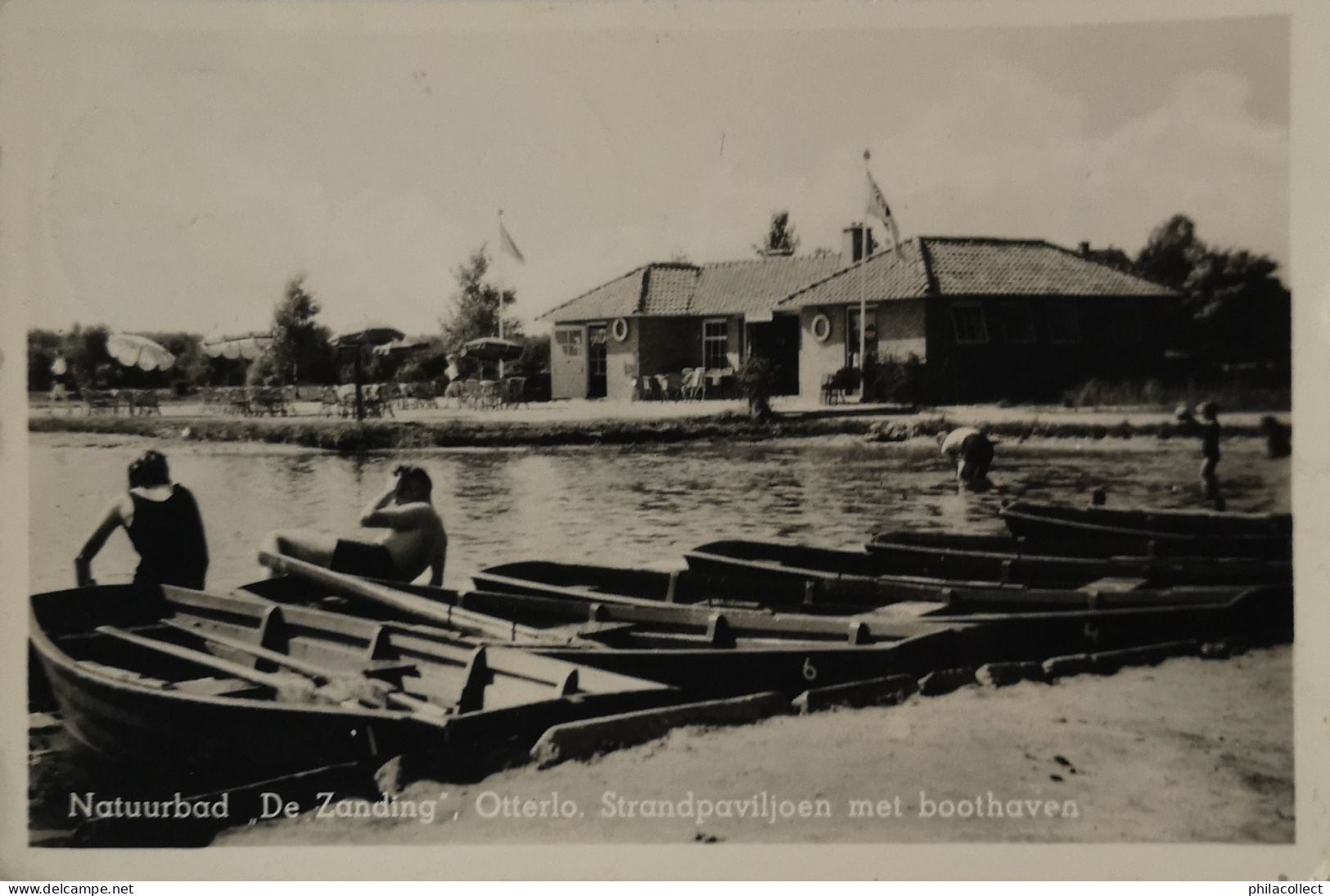 Otterlo (Gem. Ede) Natuurbad De Zanding - Strandpaviljoen Met Boothaven 1953 - Andere & Zonder Classificatie