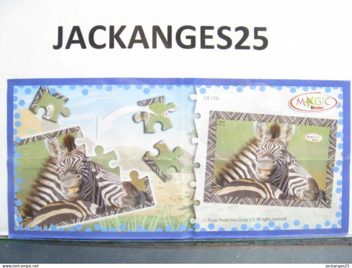 KINDER MPG DE 156 A  ZEBRE PUZZLE  2008 + BPZ - Puzzles