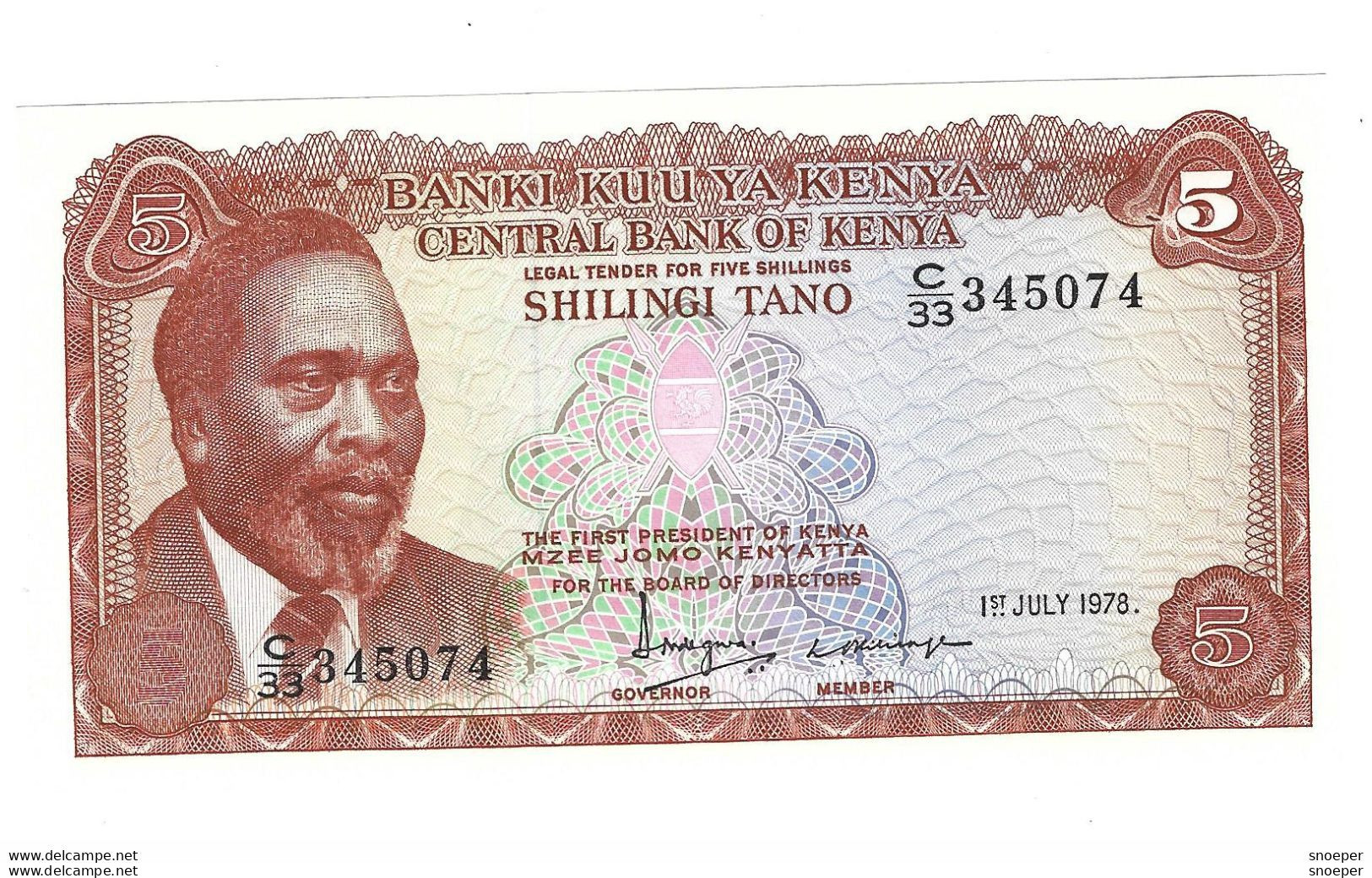 *kenya 5 Shillings 1978  15  Unc - Kenya