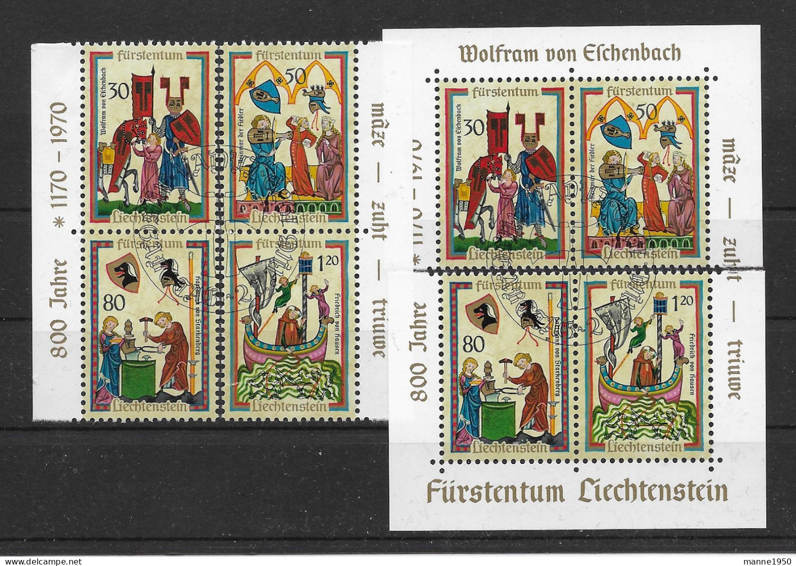 Liechtenstein 1970 Minnesänger Mi.Nr. 527/30 2 Kpl. Sätze Gestempelt - Gebruikt