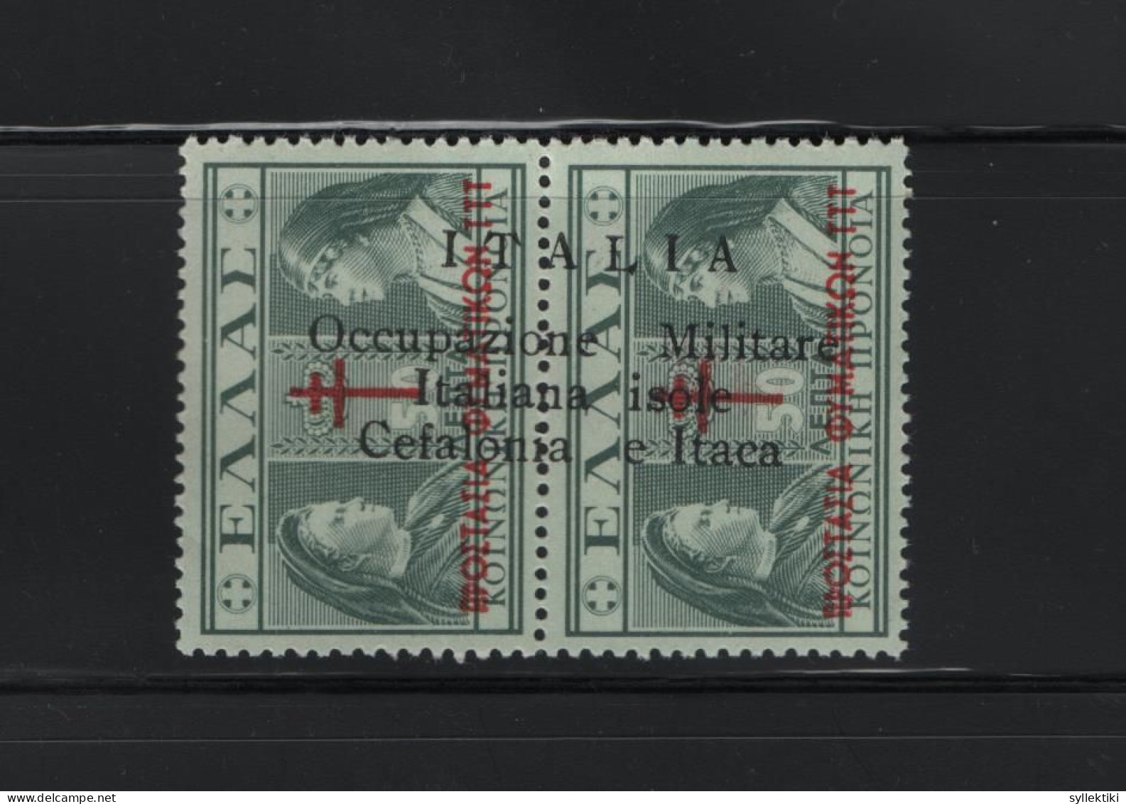 GREECE IONIAN ISLANDS 1941 50+50 LEPTA CHARITY ISSUE (ANTI TB) PAIR MNH STAMPS OVERPRINTED ITALIA Occupazione Militare I - Isole Ioniche