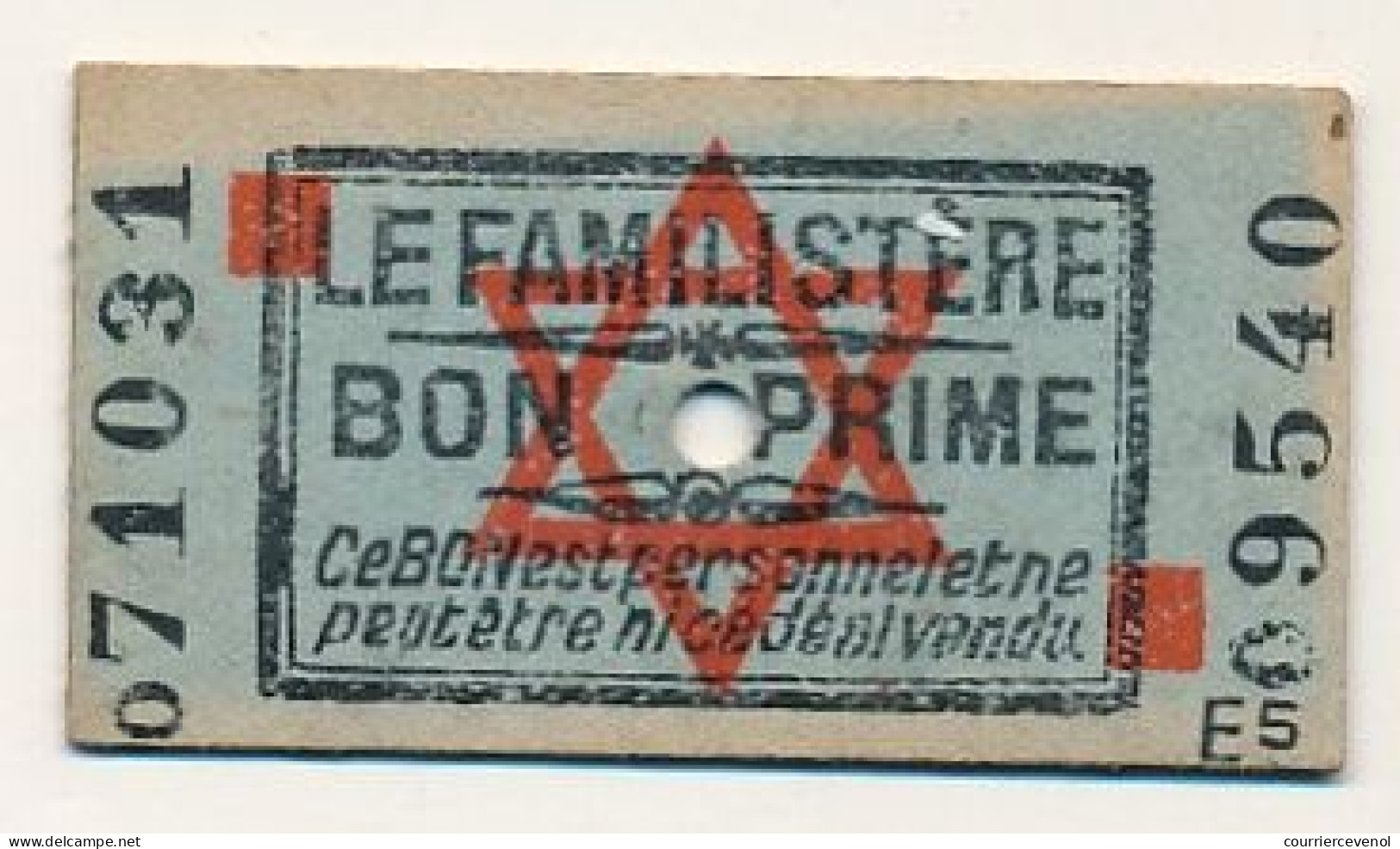 FRANCE - 7 X Bon Prime LE FAMILISTERE Tous Différents, étoile De David Au Centre, T Bon état - Bonds & Basic Needs