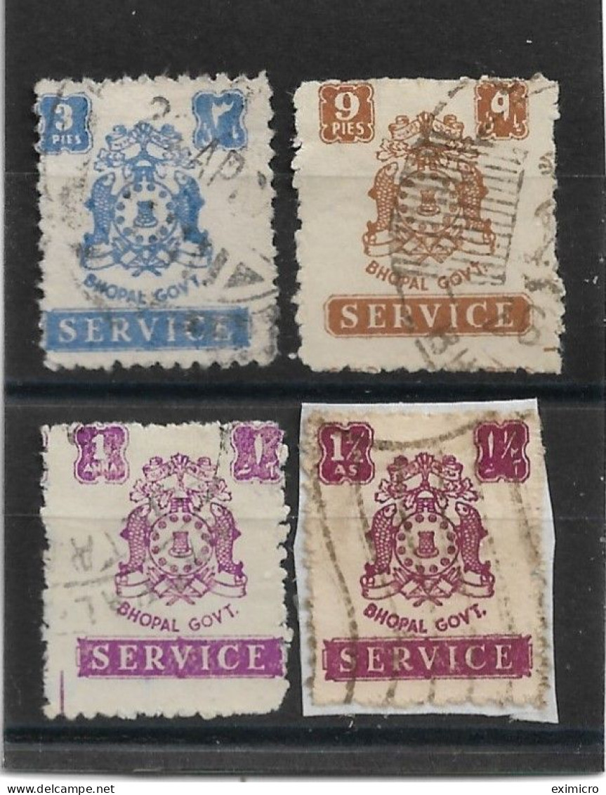 INDIA - BHOPAL 1944 - 1949 OFFICIALS 3p - 1½a SG O350/O353 FINE USED Cat £8.25 - Bhopal