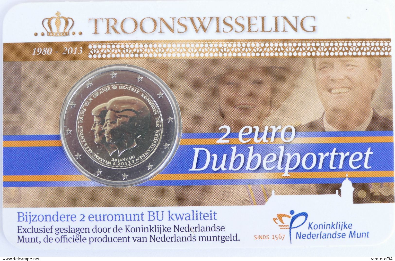 2013 PAYS-BAS - 2 Euros Commémorative (coincard) BU - Abdication - Pays-Bas