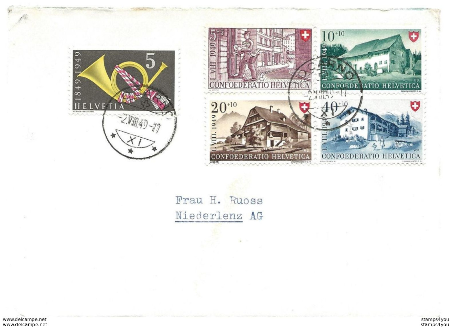 116 - 6 - Enveloppe Avec Série Pro Patria 1949 - Cachet à Date Locarno 1949 - Cartas & Documentos