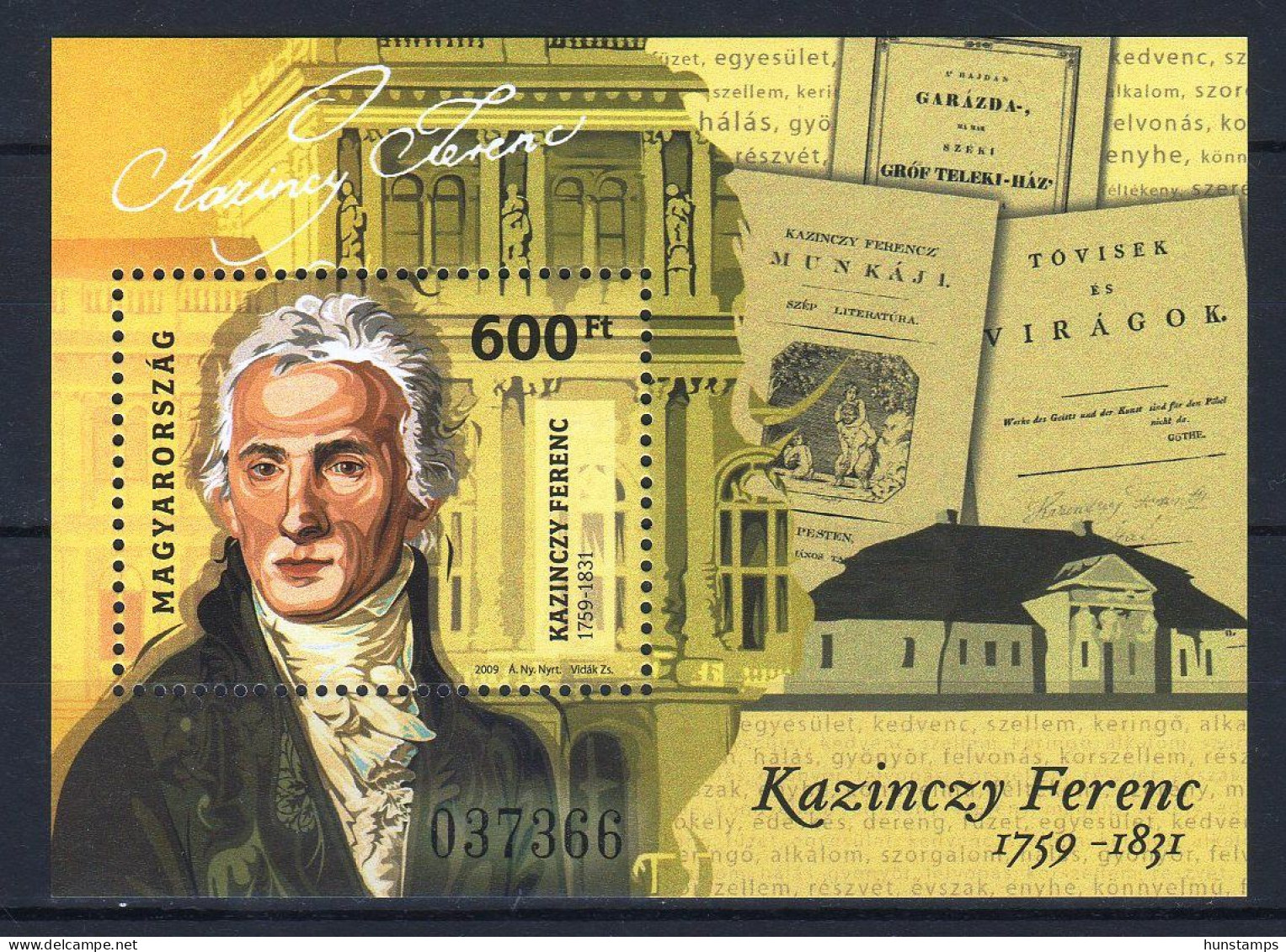 Hungary 2009. Ferenc Kazinczy - Nice Sheet MNH (**) Michel: Block: 326. - Unused Stamps