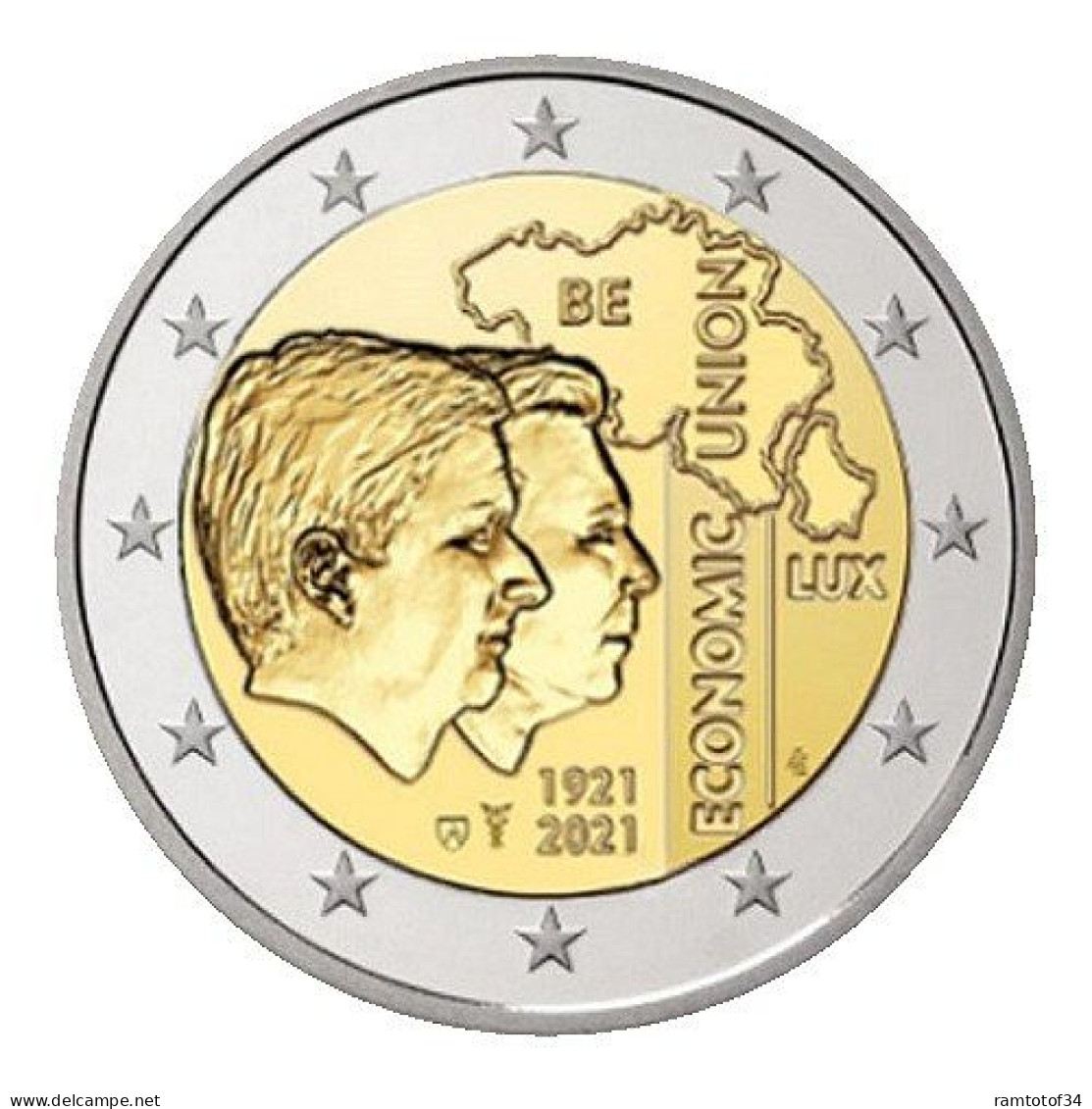 2021 BELGIQUE - 2 Euros Commémorative (coincard) BU - Union économique Avec Le Luxembourg - Version Flamande - Belgio