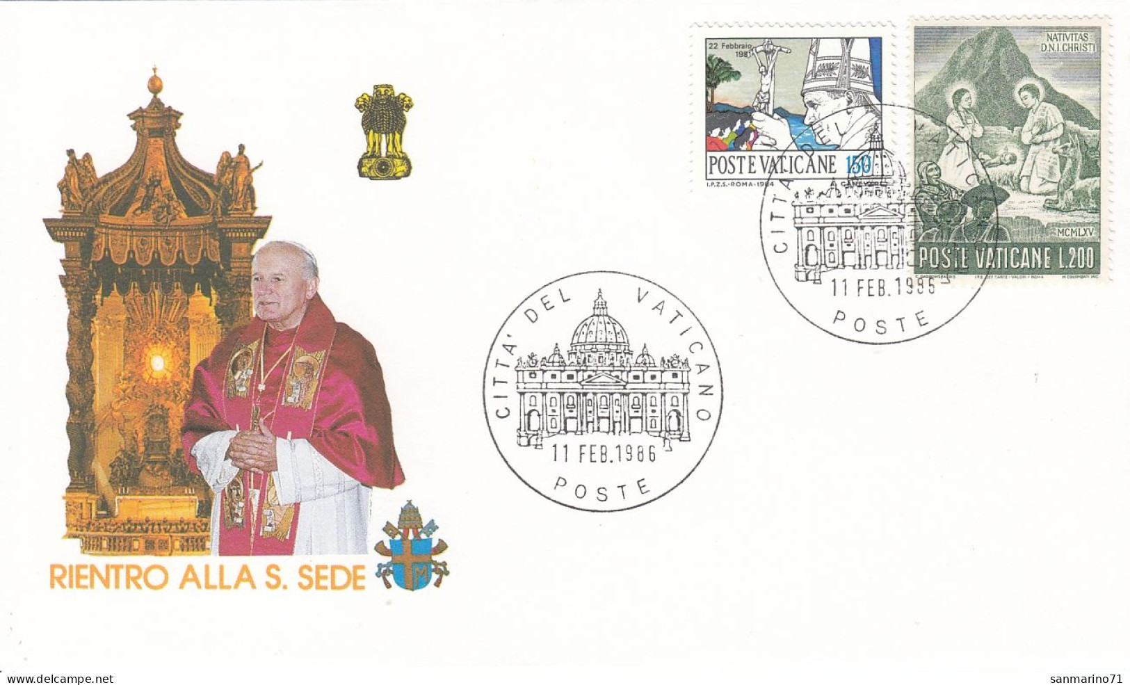 VATICAN Cover 1-16,popes Travel 1986 - Storia Postale