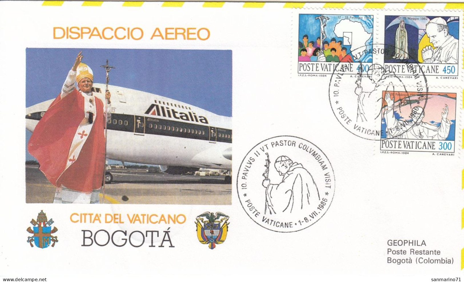 VATICAN Cover 1-18,popes Travel 1986 - Storia Postale