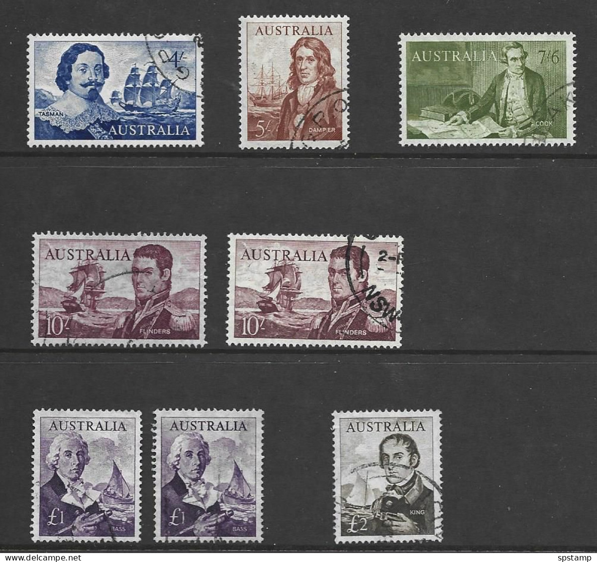 Australia 1963 - 1965 Navigators Set Of 6 With Extra Papers Of 10/- & 1 Pound FU - Oblitérés