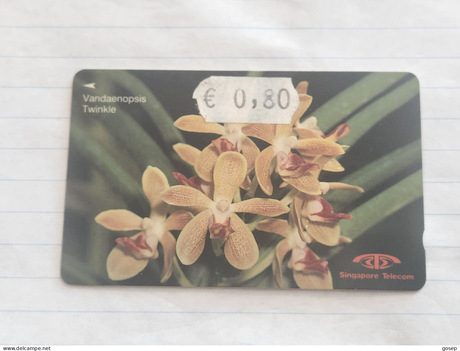 SINGAPORE-(16SIGB-a)-Vandaenopsis Twinkle-(158)(16SIGB-125016)($10)(1/1/1992)-used Card+1card Prepiad Free - Singapore