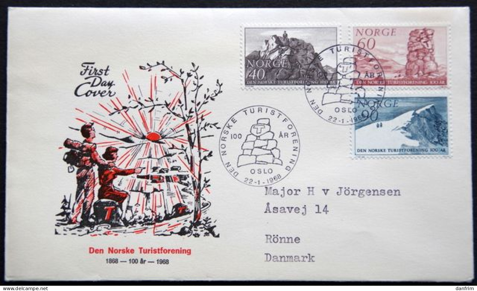 Norway 1968  The Norwegean Tourist Association 100th Anniversary   MiNr.561-63  FDC  (lot 6016) - FDC