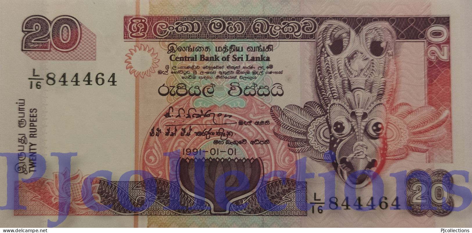 SRI LANKA 20 RUPEES 1991 PICK 103a UNC - Sri Lanka