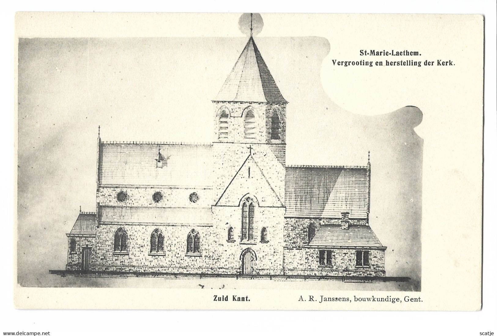 St-Marie-Laethem    -   Vergrooting En Herstelling Der Kerk.   -    Zuid Kant.   1900    -   A.R.  Janssens / Gent - Zwalm