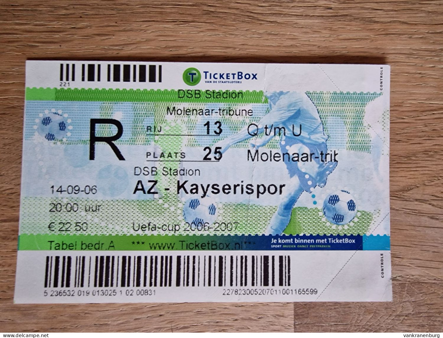 Ticket AZ Alkmaar - Kayserispor - 14.9.2006 - UEFA Cup - Football Soccer Fussball Calcio - Tickets D'entrée
