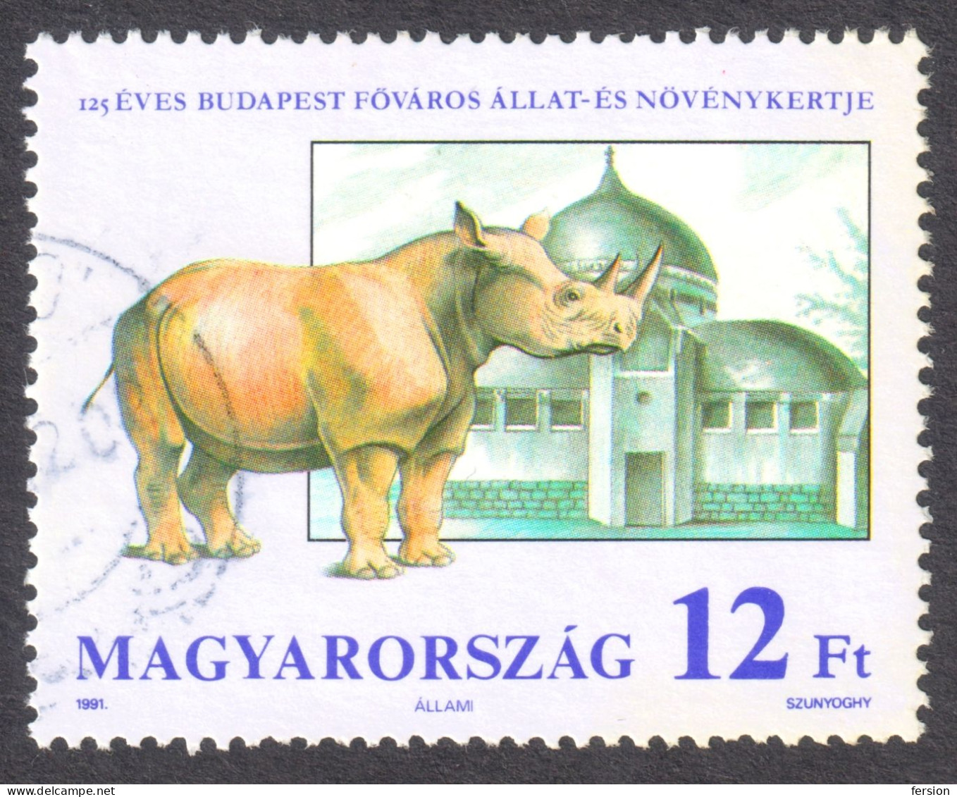 Rhinoceros  - ZOO Budapest - 1991 Hungary - Used - Rhinocéros