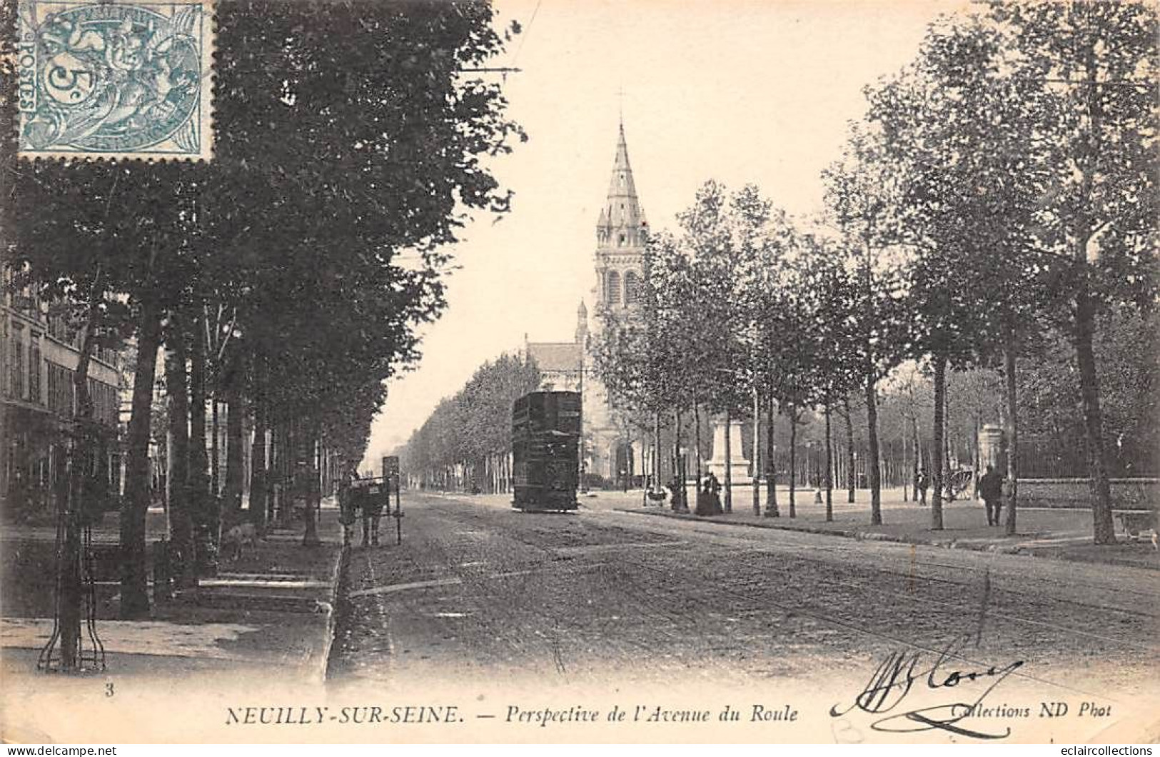 Neuilly Sur Seine        92        Perspective De L'Avenue Du Roule. Tramway    N° 3   (voir Scan) - Neuilly Sur Seine